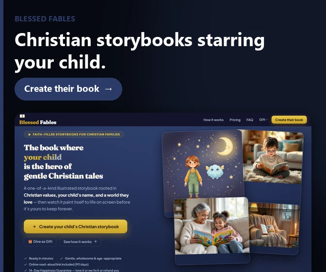 Blessed Fables: Personalized Christian storybooks starring your child.