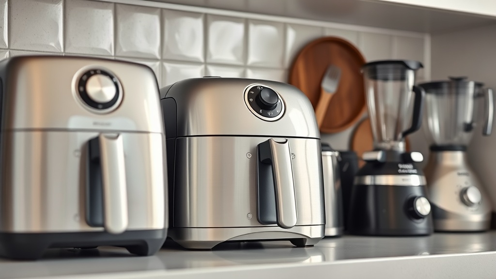 Compact kitchen counter with small appliances arranged for footprint testing